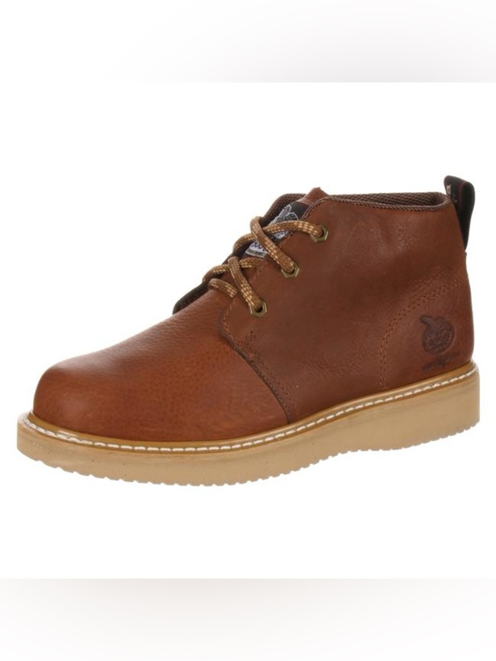 GEORGIA Pebbled Leather Wedge Chukka Utility Work Boots in chestnut
